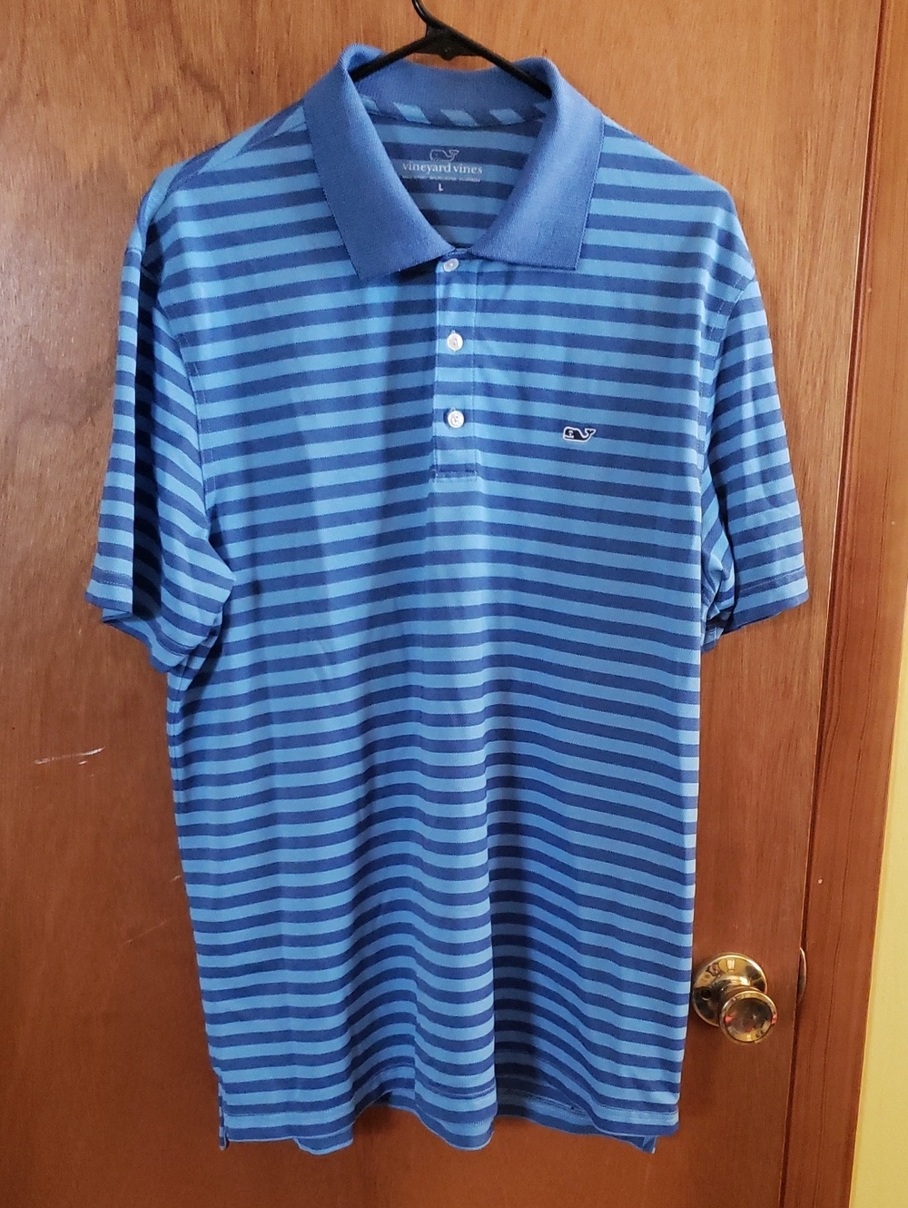Vineyard Vines Men's Blue Striped Polo Shirt Large